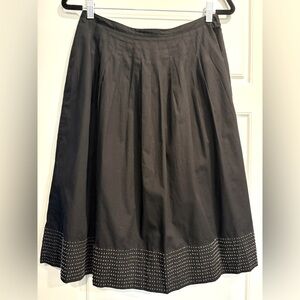 Vintage Talbots 100% Cotton Midi Beaded Skirt Womens 8 Modest A-Line 50's Style